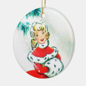 フェスティバルレトロヴィンテージクリスマスレディーホリデイ セラミックオーナメント (左)