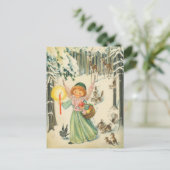 フェスティバルレトロヴィンテージクリスマス天使 ポストカード (スタンド正面)