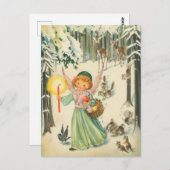 フェスティバルレトロヴィンテージクリスマス天使 ポストカード (正面/裏面)