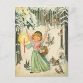 フェスティバルレトロヴィンテージクリスマス天使 ポストカード (正面)