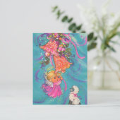 フェスティバルレトロヴィンテージクリスマス天使 ポストカード (スタンド正面)