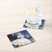 フェスティバルレトロヴィンテージレディークリスマスパーティー  スクエアペーパーコースター (インサイチュ)