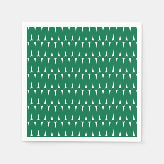 フェスティバルレトロ明るい緑の波線クリスマス スタンダードカクテルナプキン (正面)