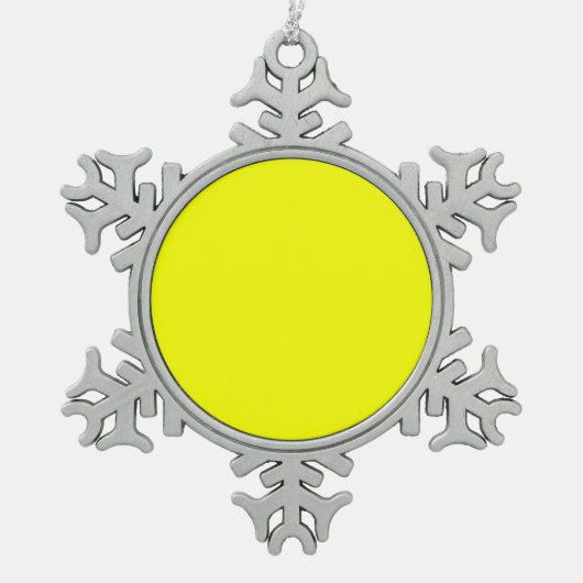 フェスティバルレモンイエローデコカスタマイズーカラー! スノーフレークピューターオーナメント (正面)