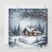 フェスティバルログキャビン冬の森のクリスマス シーズンカード (正面)