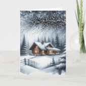 フェスティバルログキャビン冬の森のクリスマス シーズンカード (正面)