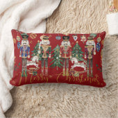 フェスティバルヴィンテージくるみクラッカーメリークリスマスレッド ランバークッション (ブランケット)