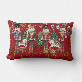 フェスティバルヴィンテージくるみクラッカーメリークリスマスレッド ランバークッション