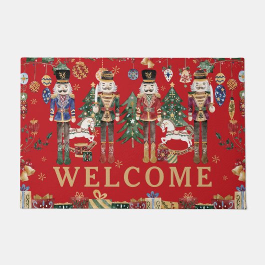 フェスティバルヴィンテージくるみ割りクリスマスウェルカム ドアマット (正面)