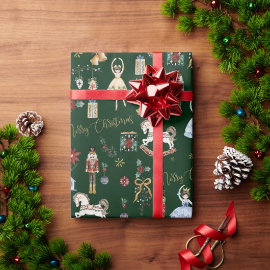 フェスティバルヴィンテージくるみ割りバレエメリークリスマス ラッピングペーパー (クリスマスギフト)