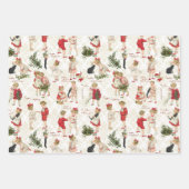 フェスティバルヴィンテージのお子様とクリスマスの挨拶 ラッピングペーパーシート (正面3)