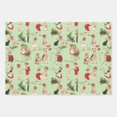 フェスティバルヴィンテージのお子様とクリスマスの挨拶 ラッピングペーパーシート (正面2)