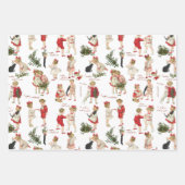 フェスティバルヴィンテージのお子様とクリスマスの挨拶 ラッピングペーパーシート (正面)