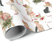 フェスティバルヴィンテージのお子様とクリスマスの挨拶 ラッピングペーパー (ロールコーナー)