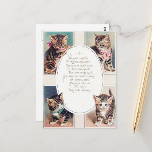フェスティバルヴィンテージのクリスマス猫の詩 ポストカード (正面/裏面インサイチュ)