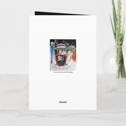 フェスティバルヴィンテージのクリスマス雪だるまにメッセージを追加 シーズンカード (裏面)