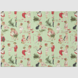 フェスティバルヴィンテージの子供とクリスマスの挨拶Tis 薄葉紙