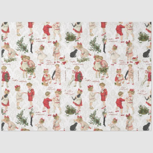 フェスティバルヴィンテージの子供とクリスマスの挨拶Tis 薄葉紙 (正面)