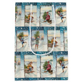 フェスティバルヴィンテージアイススケートで滑るエンジェル ミディアムペーパーバッグ (裏面)