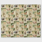 フェスティバルヴィンテージウィンタークリスマスエフェメラコラージュ ラッピングペーパー (フラット)