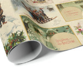 フェスティバルヴィンテージウィンタークリスマスエフェメラコラージュ ラッピングペーパー (ロールコーナー)