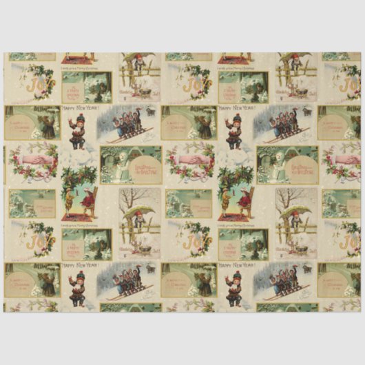フェスティバルヴィンテージウィンタークリスマスエフェメラコラージュ 薄葉紙 (正面)