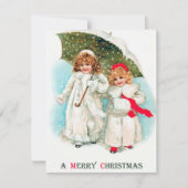 フェスティバルヴィンテージクリスマスの女の子を追加気持ち ノートカード (正面)