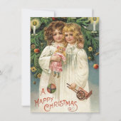 フェスティバルヴィンテージクリスマスの女の子を追加気持ち ノートカード (正面)