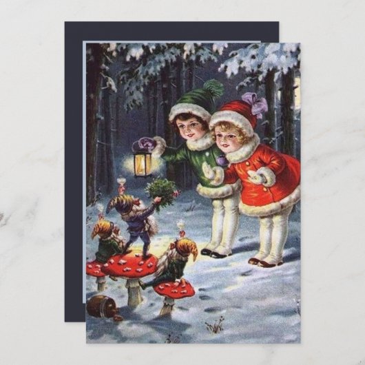フェスティバルヴィンテージクリスマスの子供を追加気持ち ノートカード (正面/裏面)