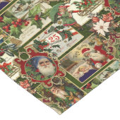 フェスティバルヴィンテージクリスマスエフェメラコラージグリーン ロングテーブルランナー (コーナー)