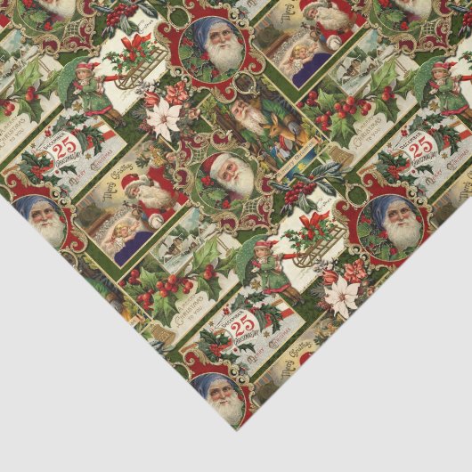 フェスティバルヴィンテージクリスマスエフェメラコラージグリーン 薄葉紙 (詳細)