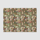 フェスティバルヴィンテージクリスマスエフェメラコラージグリーン 薄葉紙 (正面)