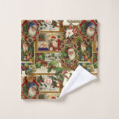 フェスティバルヴィンテージクリスマスエフェメラコラージュ – 金ゴールド バスタオルセット (ウォッシュタオル)