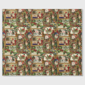 フェスティバルヴィンテージクリスマスエフェメラコラージュ – 金ゴールド ラッピングペーパー (フラット)