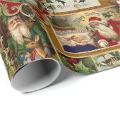 フェスティバルヴィンテージクリスマスエフェメラコラージュ – 金ゴールド ラッピングペーパー (ロールコーナー)