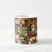 フェスティバルヴィンテージクリスマスエフェメラコラージレッド コーヒーマグカップ (中央)