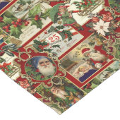 フェスティバルヴィンテージクリスマスエフェメラコラージレッド ロングテーブルランナー (コーナー)