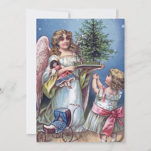 フェスティバルヴィンテージクリスマスエンジェルガール追加気持ち ノートカード (正面)