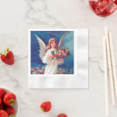 フェスティバルヴィンテージクリスマスエンジェルホリデーパーティー 縁ありカクテルナプキン (インサイチュ)