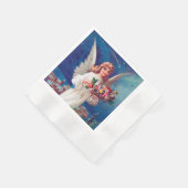 フェスティバルヴィンテージクリスマスエンジェルホリデーパーティー 縁ありカクテルナプキン (角)