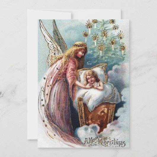 フェスティバルヴィンテージクリスマスエンジェル追加気持ち ノートカード (正面)