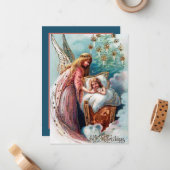 フェスティバルヴィンテージクリスマスエンジェル追加気持ち ノートカード (正面/裏面インサイチュ)