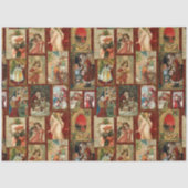 フェスティバルヴィンテージクリスマスカードコラージュレッドBG 薄葉紙 (正面)