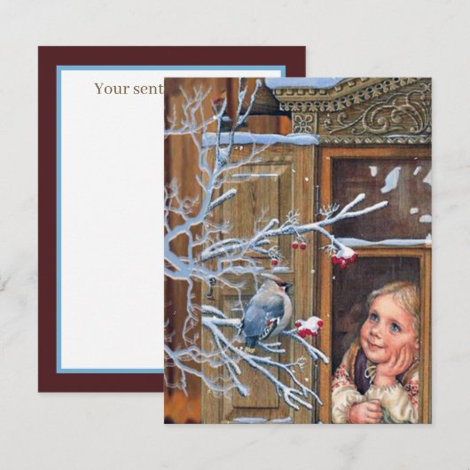 フェスティバルヴィンテージクリスマスガールホリデイ ノートカード (正面/裏面)