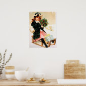 フェスティバルヴィンテージクリスマスガールホリデイ ポスター (キッチン)