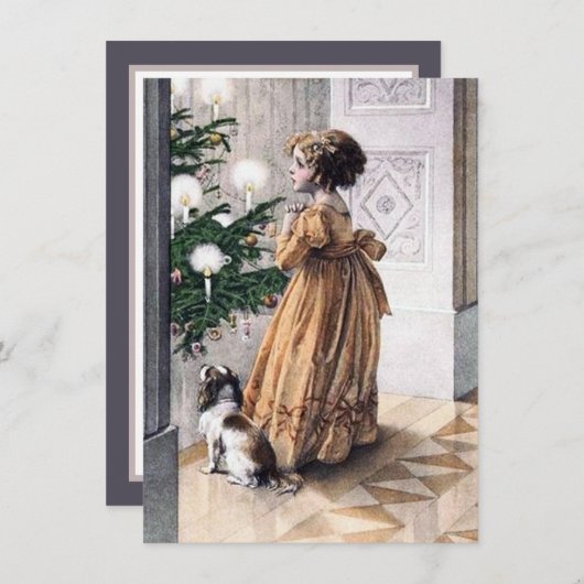 フェスティバルヴィンテージクリスマスガール追加気持ち ノートカード (正面/裏面)