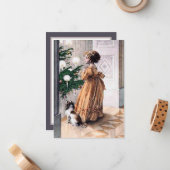 フェスティバルヴィンテージクリスマスガール追加気持ち ノートカード (正面/裏面インサイチュ)