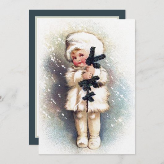 フェスティバルヴィンテージクリスマスガール追加気持ち ノートカード (正面/裏面)
