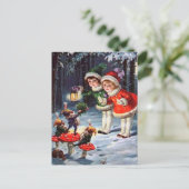 フェスティバルヴィンテージクリスマスキッズハガキ ポストカード (スタンド正面)