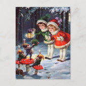 フェスティバルヴィンテージクリスマスキッズハガキ ポストカード (正面)